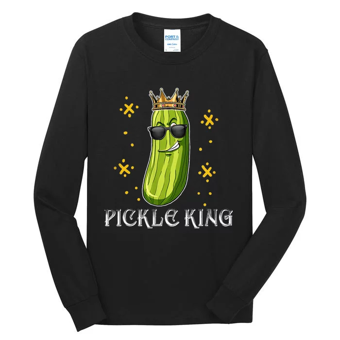 Pickle King Vegan Funny Cucumber Vegetable Pickles Lover Tall Long Sleeve T-Shirt