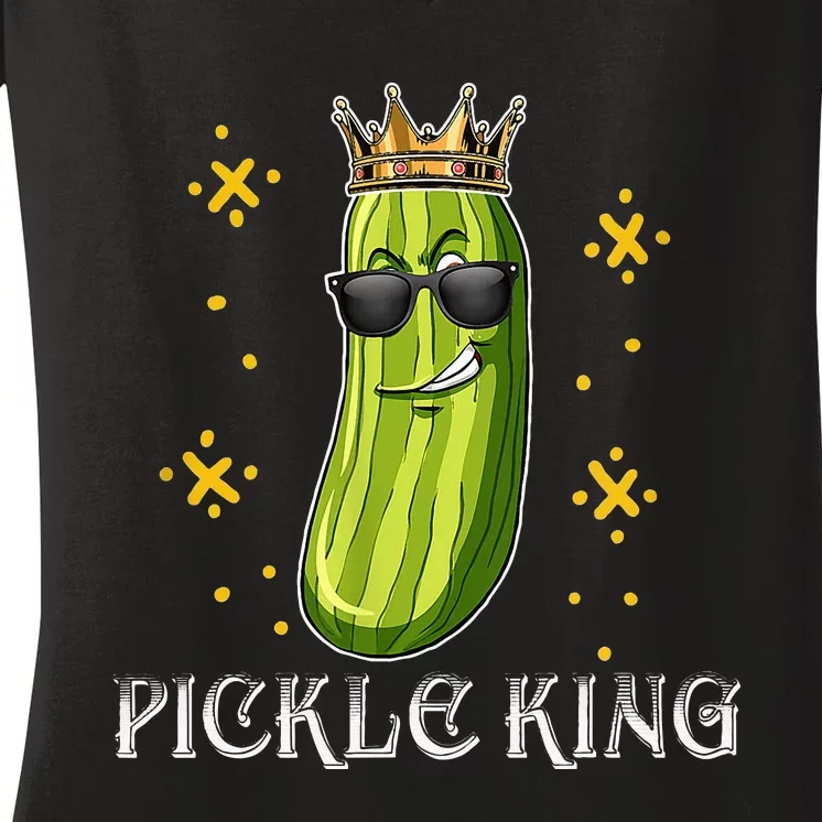 Pickle King Vegan Funny Cucumber Vegetable Pickles Lover Women's V-Neck T-Shirt