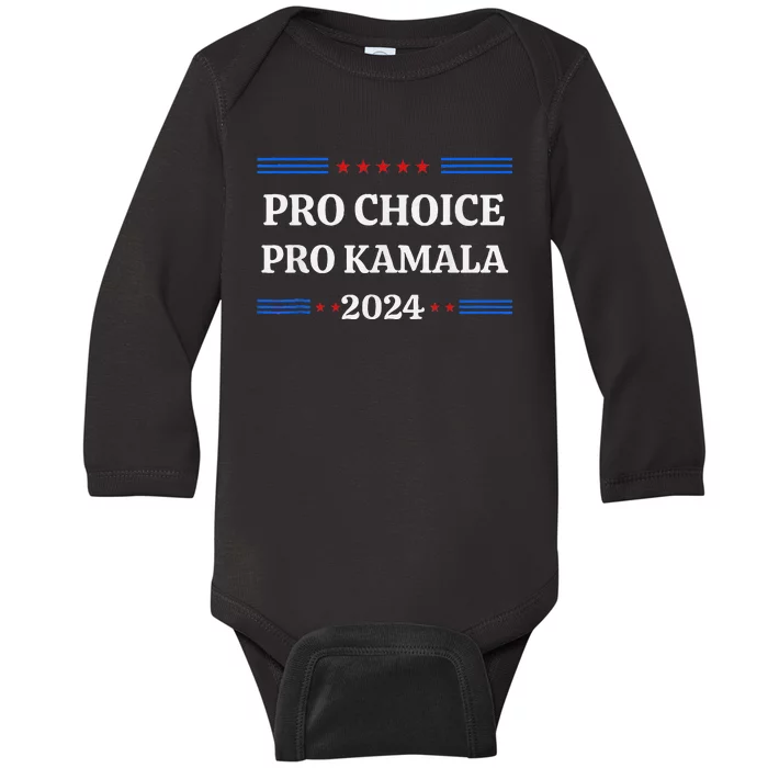 Pro Kamala 2024 Feminist Women Rights Harris Baby Long Sleeve Bodysuit