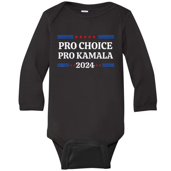 Pro Kamala 2024 Feminist Rights Harris Baby Long Sleeve Bodysuit