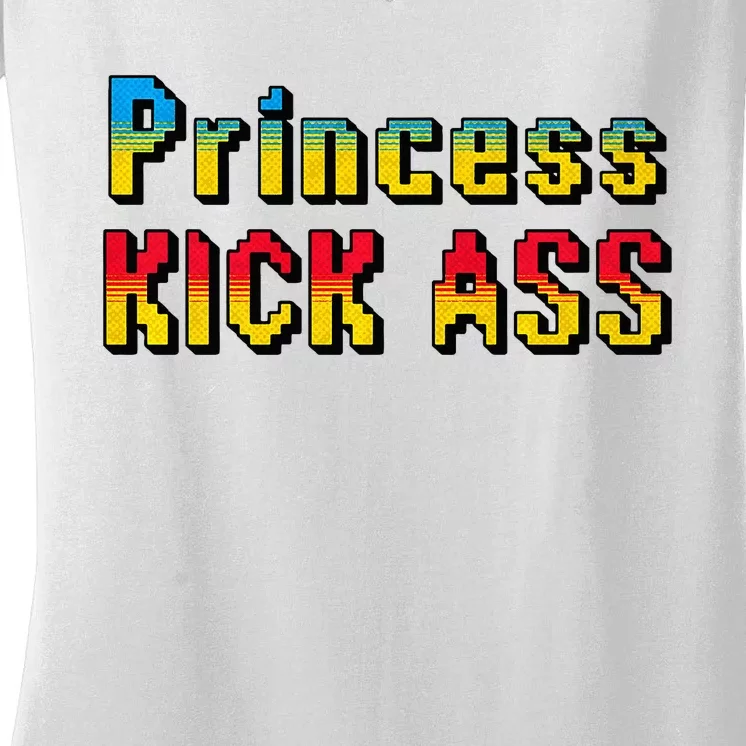 Princess Kick Ass Empowering Apparel For Modern Women Women's V-Neck T-Shirt