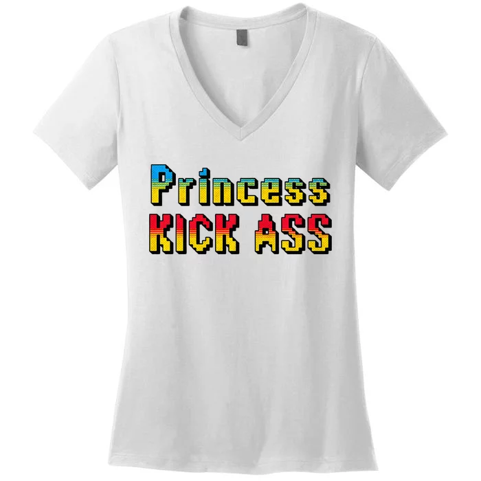 Princess Kick Ass Empowering Apparel For Modern Women Women's V-Neck T-Shirt