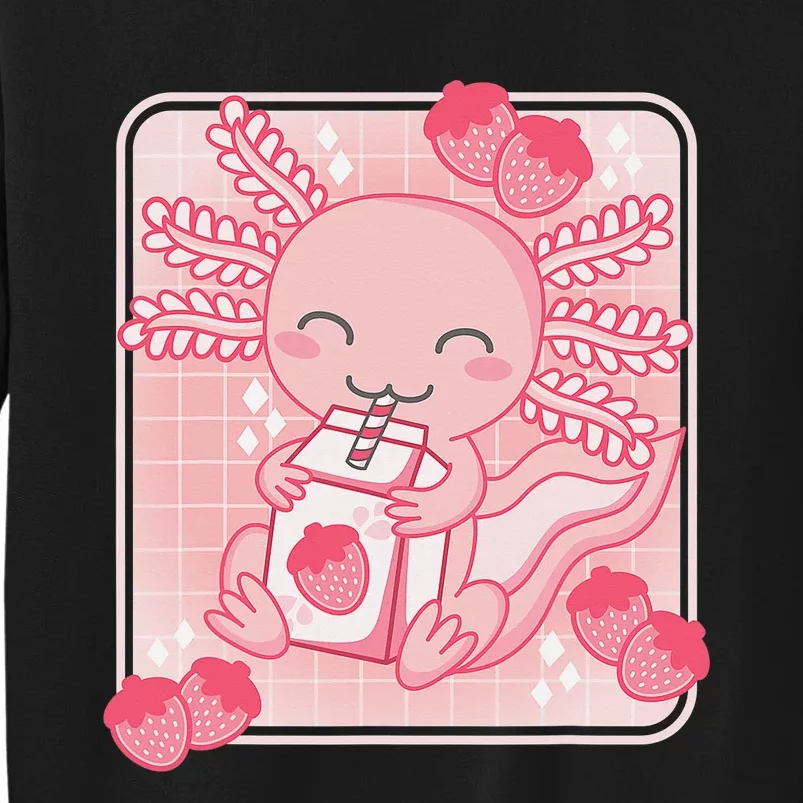 Pink Kawaii Aesthetic Axolotl Japanese Strawberry Milk Anime Tall Sweatshirt