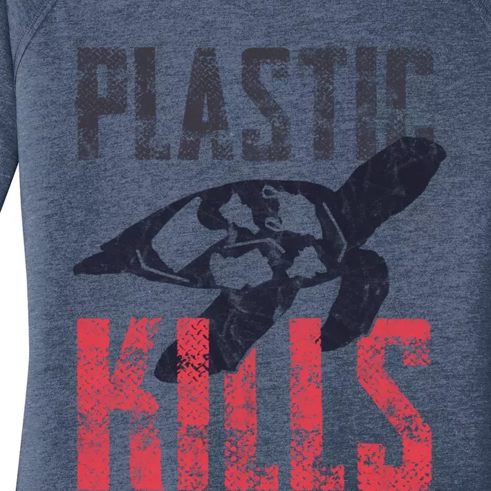 Plastic Kills A Turtle Lover Meaningful Gift Women's Perfect Tri Tunic Long Sleeve Shirt