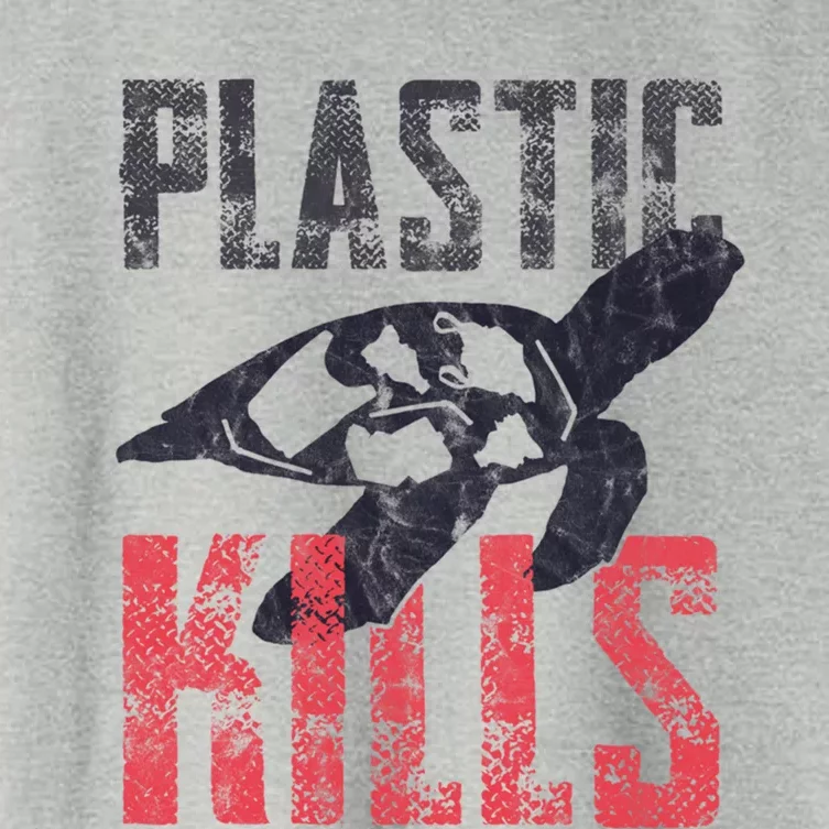 Plastic Kills A Turtle Lover Meaningful Gift Women's Crop Top Tee