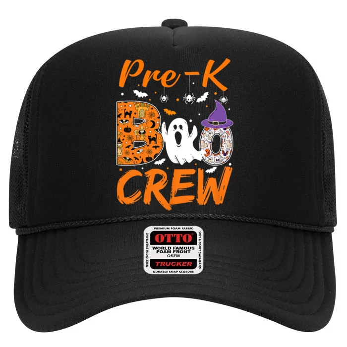 Pre K Boo Crew Teacher Student Halloween Pre Kindergarten High Crown Mesh Trucker Hat