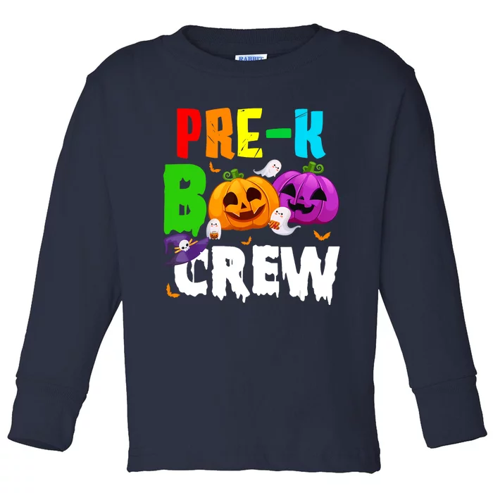 Pre K Boo Crew Funny Halloween Costume Teachers Toddler Long Sleeve Shirt