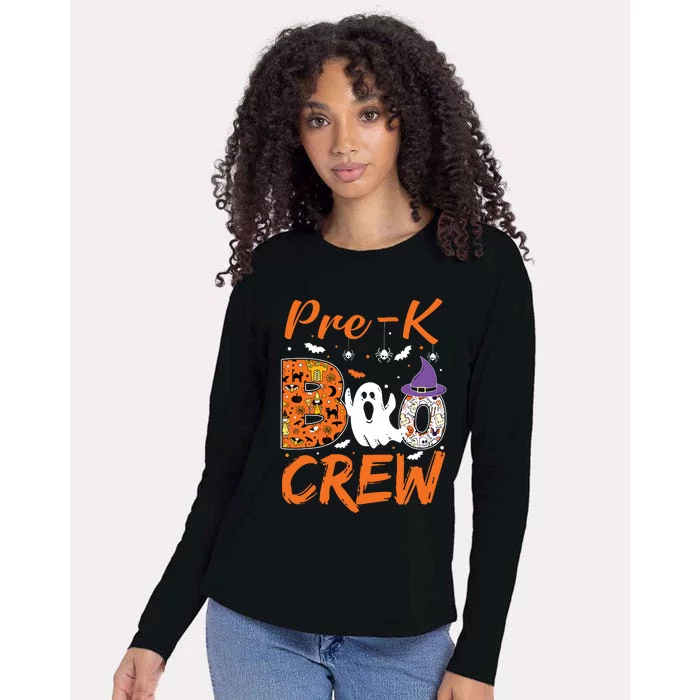 Pre K Boo Crew Teacher Student Halloween Pre Kindergarten Womens Cotton Relaxed Long Sleeve T-Shirt