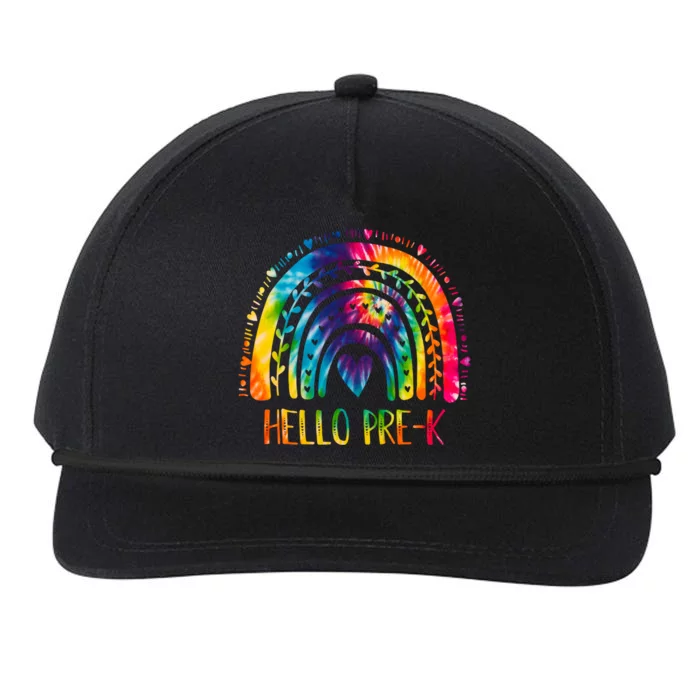 Pre K Back To School Hello Kindergarten Tie Dye Rainbow Gift Snapback Five-Panel Rope Hat