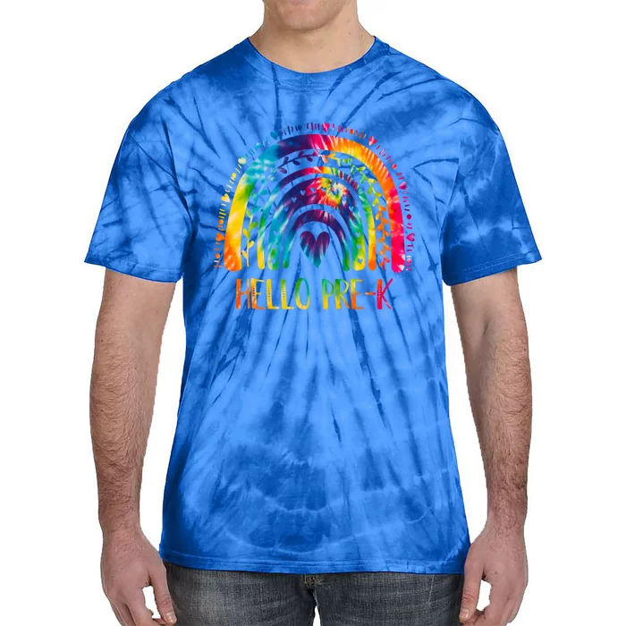 Pre K Back To School Hello Kindergarten Tie Dye Rainbow Gift Tie-Dye T-Shirt