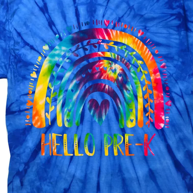 Pre K Back To School Hello Kindergarten Tie Dye Rainbow Gift Tie-Dye T-Shirt