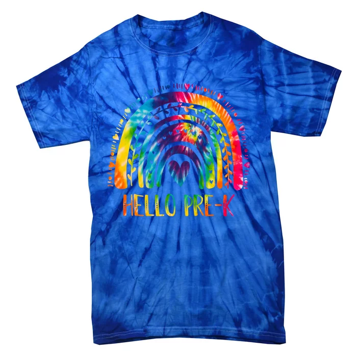 Pre K Back To School Hello Kindergarten Tie Dye Rainbow Gift Tie-Dye T-Shirt