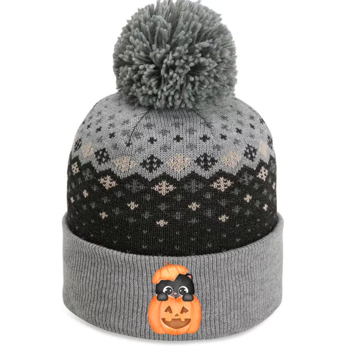 Pumpkin Kitty Cute Halloween The Baniff Cuffed Pom Beanie