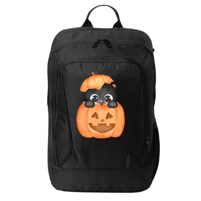 Pumpkin Kitty Cute Halloween City Backpack