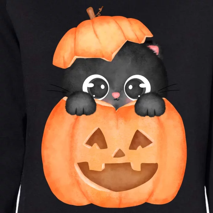 Pumpkin Kitty Cute Halloween Womens California Wash Sweatshirt