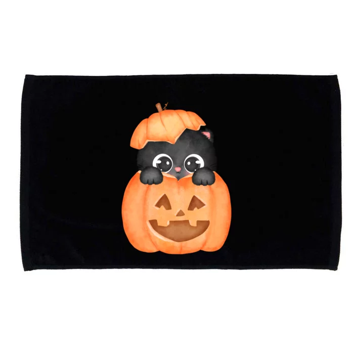 Pumpkin Kitty Cute Halloween Microfiber Hand Towel