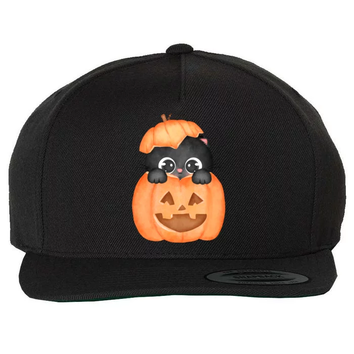 Pumpkin Kitty Cute Halloween Wool Snapback Cap