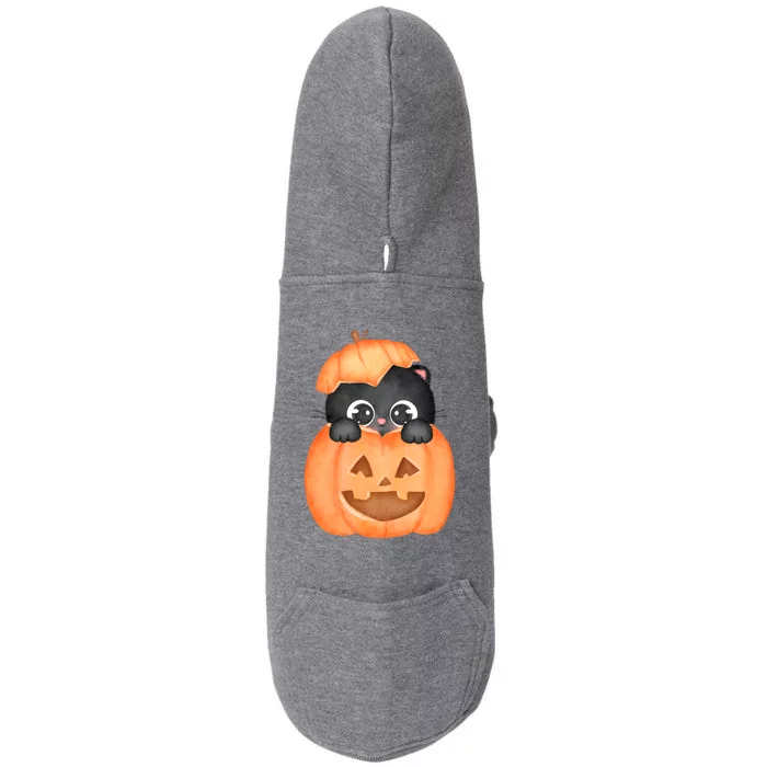 Pumpkin Kitty Cute Halloween Doggie 3-End Fleece Hoodie