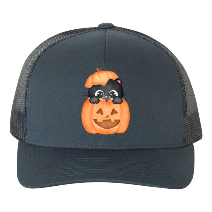 Pumpkin Kitty Cute Halloween Yupoong Adult 5-Panel Trucker Hat