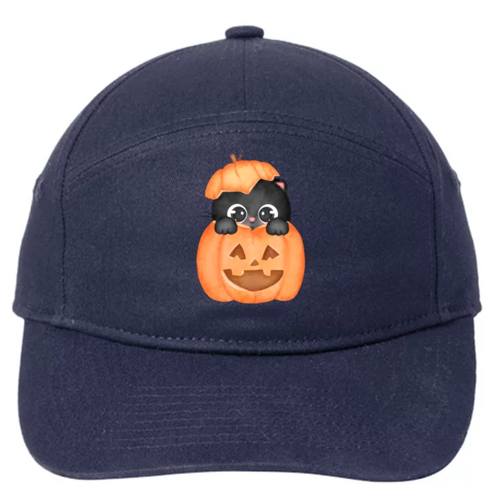 Pumpkin Kitty Cute Halloween 7-Panel Snapback Hat