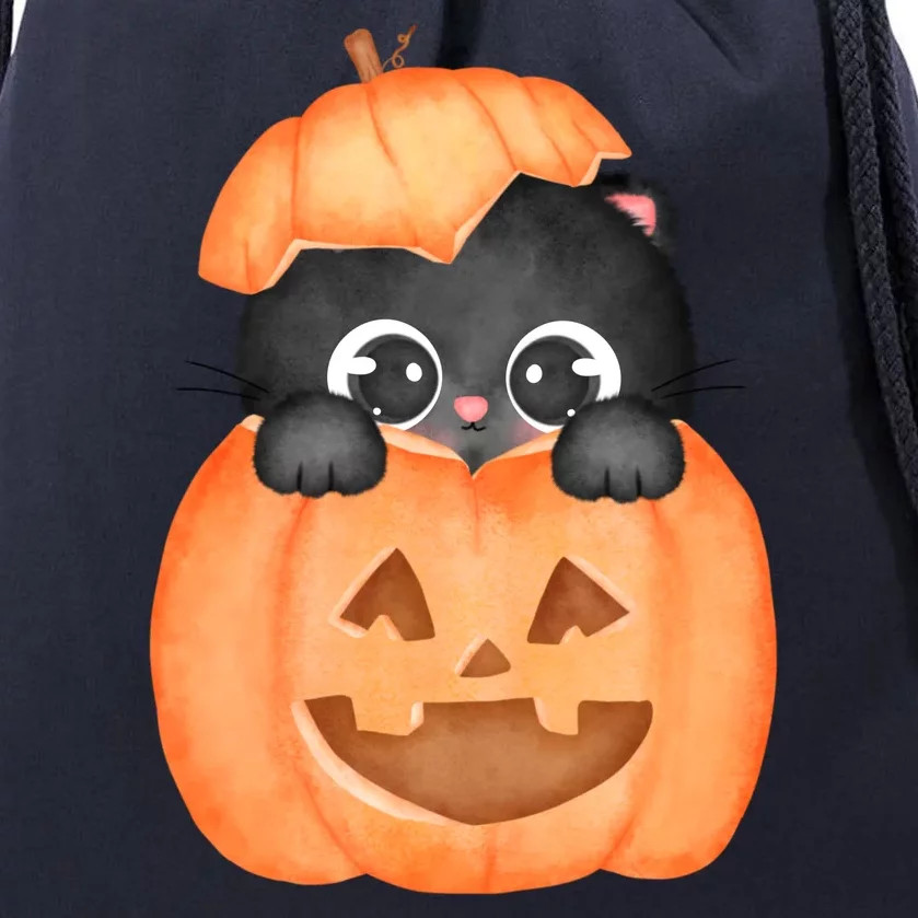 Pumpkin Kitty Cute Halloween Drawstring Bag