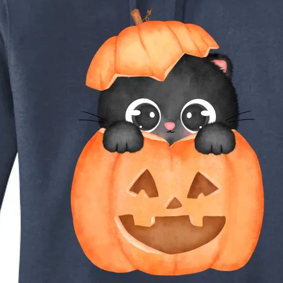 Pumpkin Kitty Cute Halloween Women's Pullover Hoodie