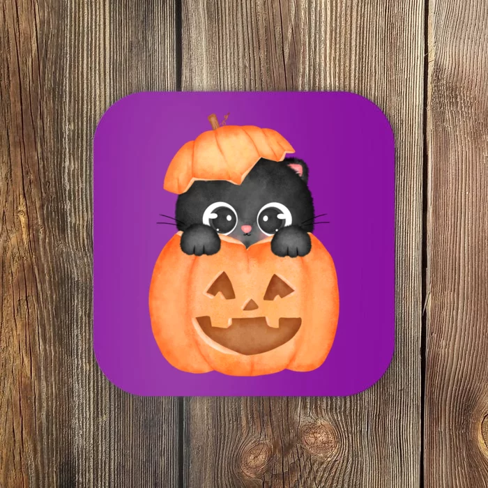 Pumpkin Kitty Cute Halloween Coaster