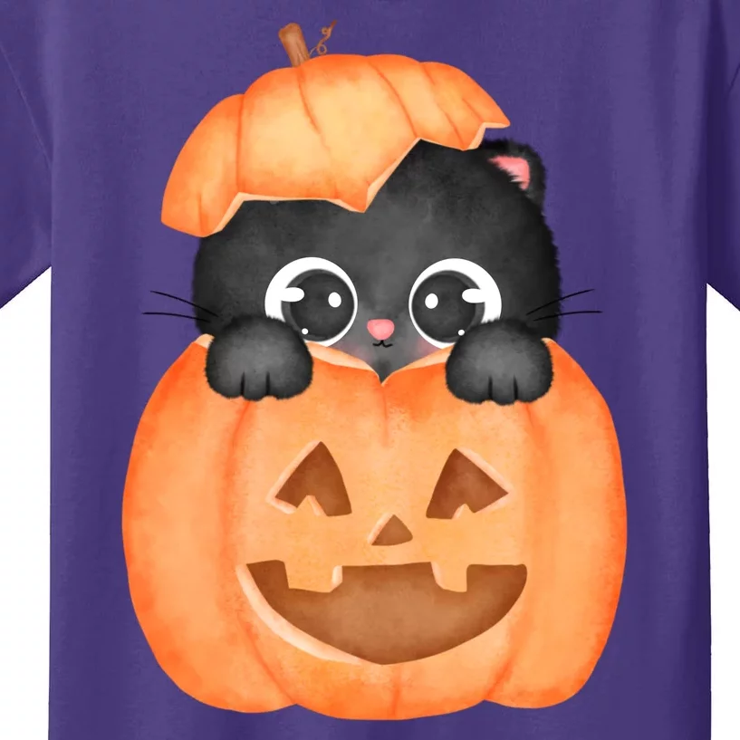 Pumpkin Kitty Cute Halloween Kids T-Shirt