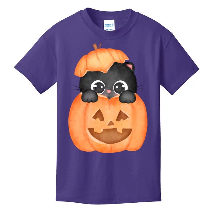 Pumpkin Kitty Cute Halloween Kids T-Shirt