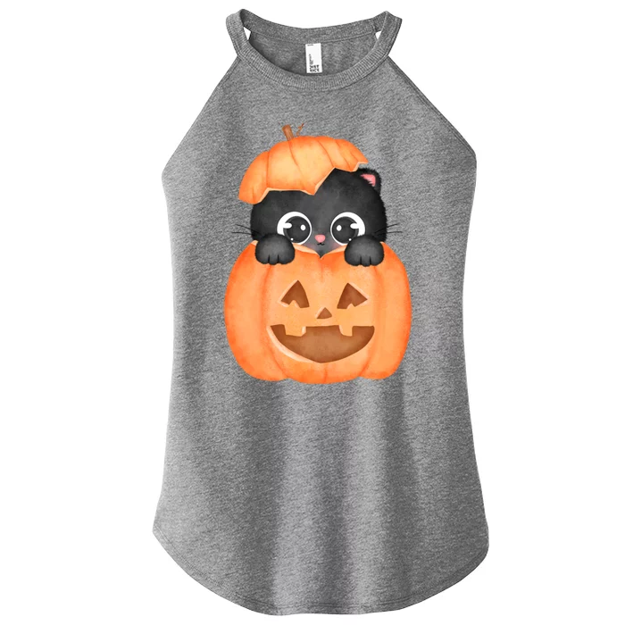 Pumpkin Kitty Cute Halloween Women’s Perfect Tri Rocker Tank