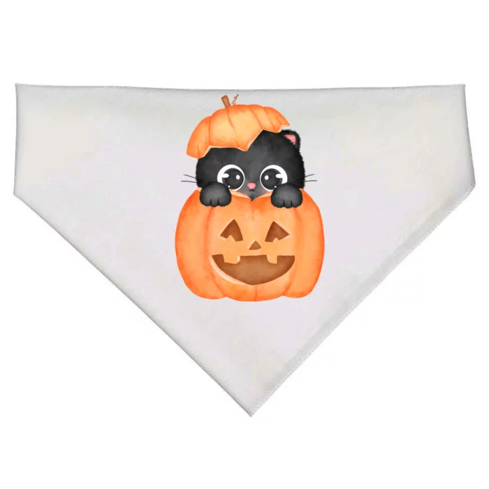 Pumpkin Kitty Cute Halloween USA-Made Doggie Bandana