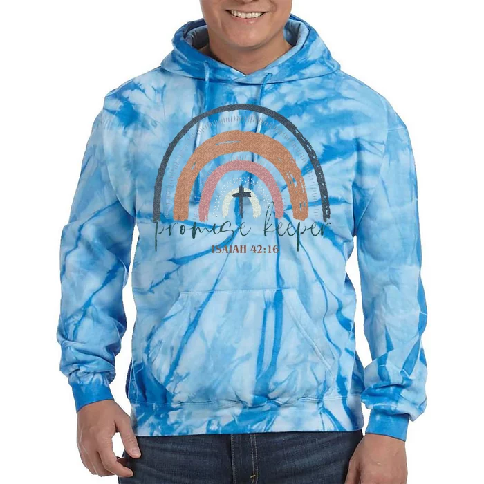 Promise Keeper Christian Bible Quote Boho Rainbow Tie Dye Hoodie