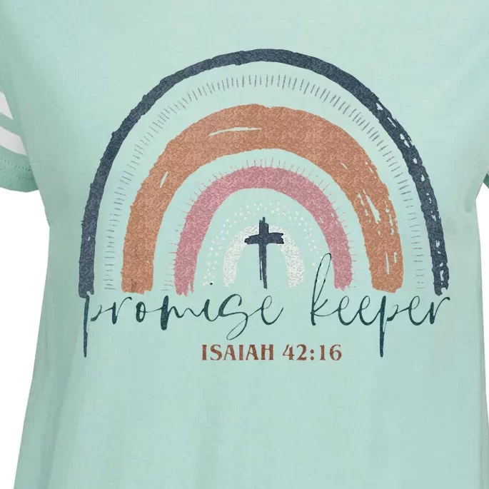 Promise Keeper Christian Bible Quote Boho Rainbow Enza Ladies Jersey Football T-Shirt