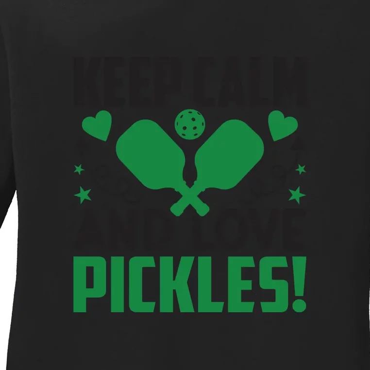 Pickleball Keep Calm And Love Pickles Sport Player Gift Ladies Long Sleeve Shirt