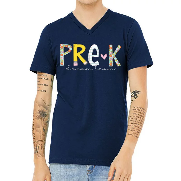 Pre K Dream Team First Day Of School V-Neck T-Shirt