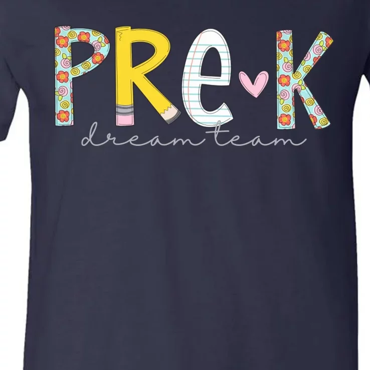 Pre K Dream Team First Day Of School V-Neck T-Shirt