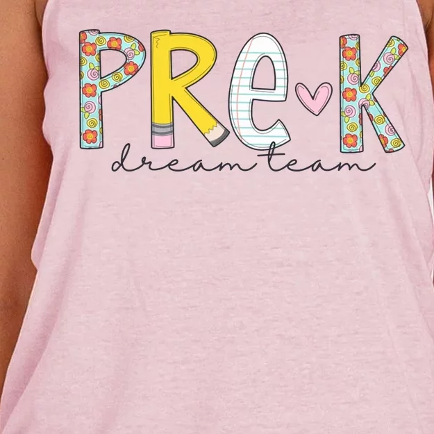 Pre K Dream Team First Day Of School Women's Knotted Racerback Tank