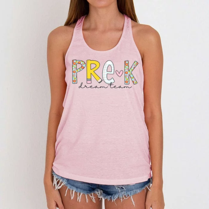 Pre K Dream Team First Day Of School Women's Knotted Racerback Tank