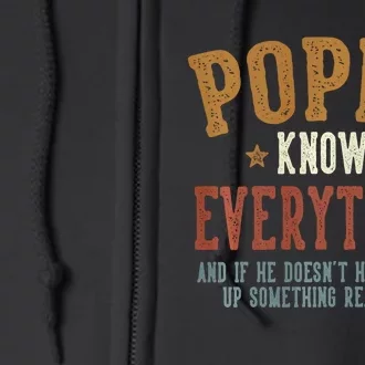 Poppy Knows Everything Humorous FatherS Day Poppy Full Zip Hoodie