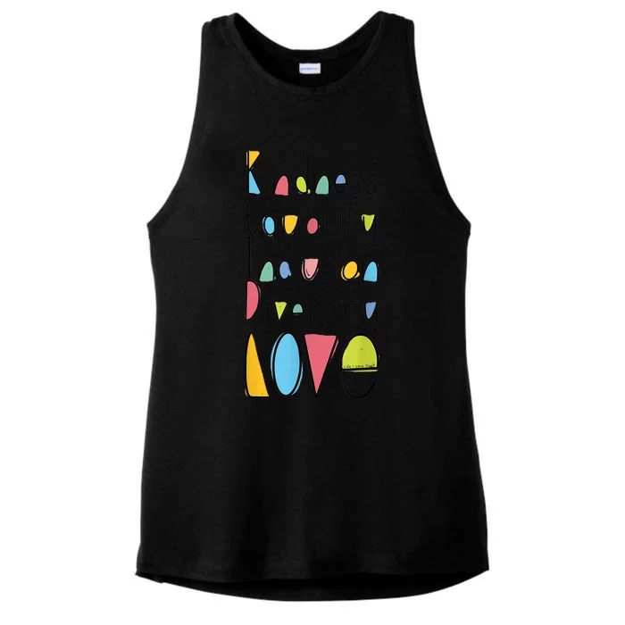 Pretty Kindness Equality Inclusion Diversity LOVE Ladies Tri-Blend Wicking Tank