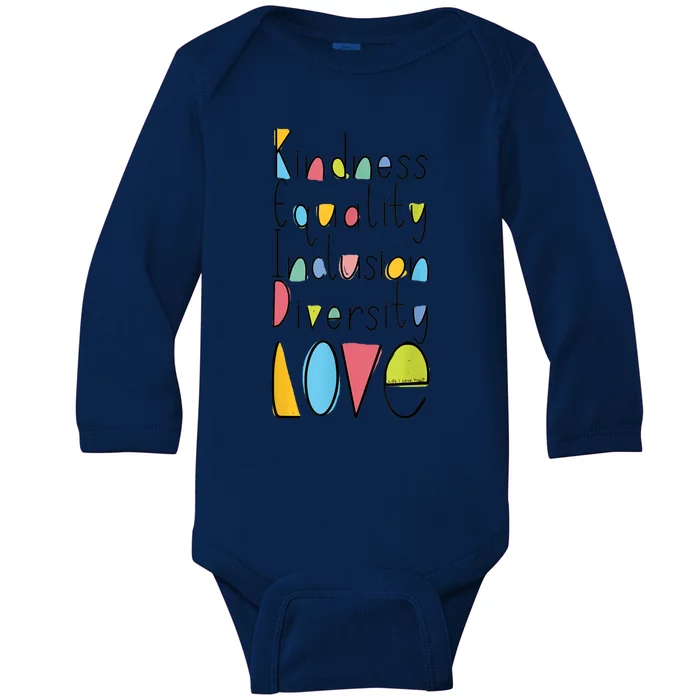 Pretty Kindness Equality Inclusion Diversity LOVE Baby Long Sleeve Bodysuit