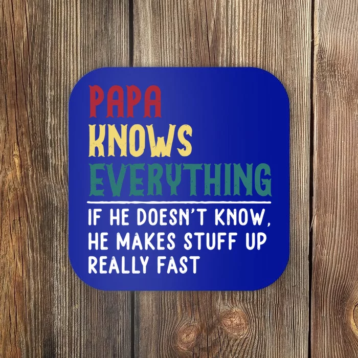 Papa Know Everything Funny Father's Day Gift For Grandpa Dad Gift Coaster