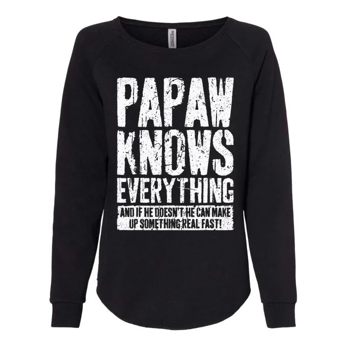 Papaw Knows Everything Funny Papaw Womens California Wash Sweatshirt