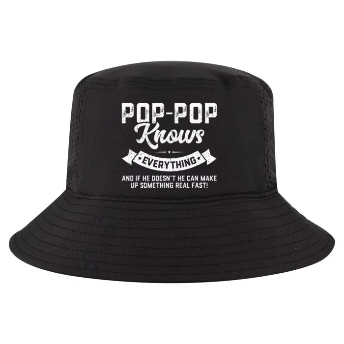 PopPop Knows Everything 60th Gift Funny Fathers Day Cool Comfort Performance Bucket Hat