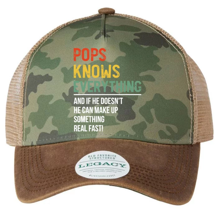 Pops Knows Everything Father's Day Pops Legacy Tie Dye Trucker Hat