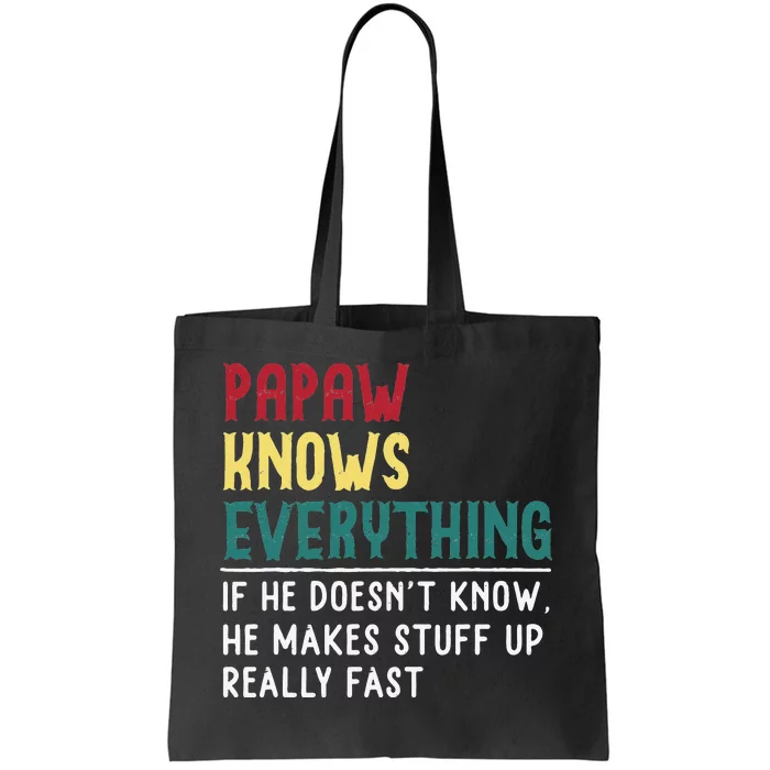 Papaw know Everything Funny Father's day gift for Grandpa Tote Bag