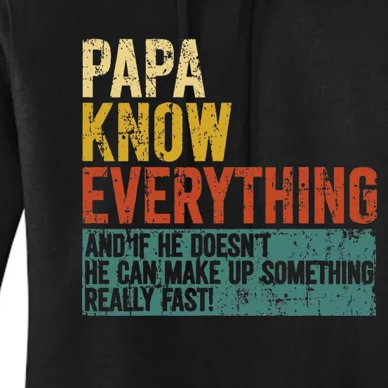 Papa Knows Everything Funny Fathers Day Gift for Papa Women's Pullover Hoodie