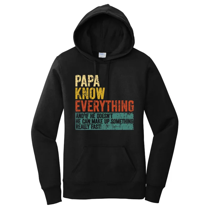 Papa Knows Everything Funny Fathers Day Gift for Papa Women's Pullover Hoodie