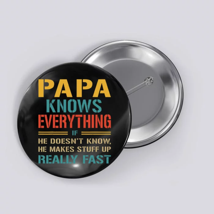 Papa Knows Everything Funny Fathers Day Gift for Papa Button