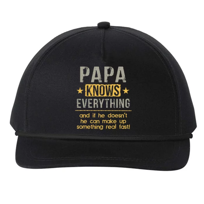 Papa Knows Everything 60th Gift Funny Fathers Day Snapback Five-Panel Rope Hat